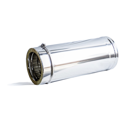 Tubo metálico cilíndrico prateado com isolamento térmico