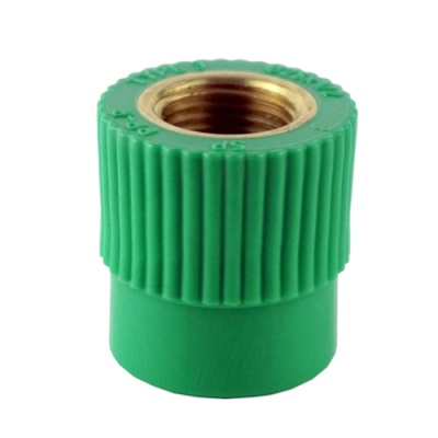 Conector roscado verde com interior metálico dourado