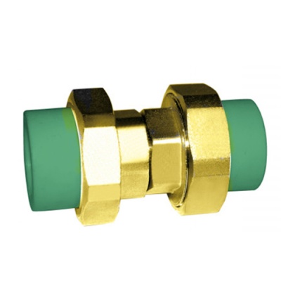 União para tubos em latão com tampas verdes