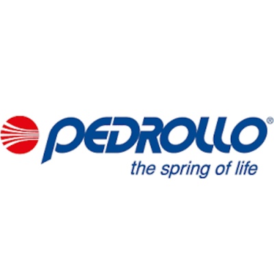 Logótipo da marca PEDROLLO com texto e símbolo vermelho