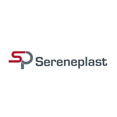 Logótipo Sereneplast com letras SP vermelhas e cinzentas