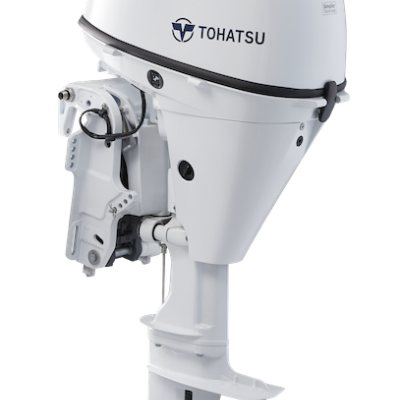 Motor de popa branco TOHATSU 30 com hélice preta