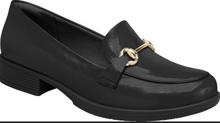 Sapato 700439 Sapato mocassim preto com detalhe metálico dourado