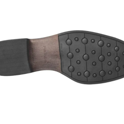 Sola de sapato com borracha preta e madeira castanha