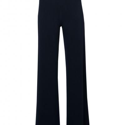 Calças compridas femininas pretas com corte largo e cintura alta