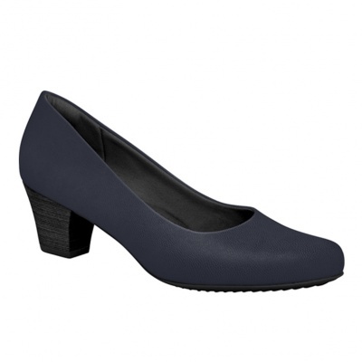 Sapato de senhora preto com tacão médio em bloco