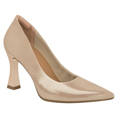 Sapato de salto alto feminino bege brilhante