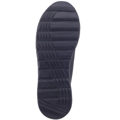 Sola de sapato preta com padrão antiderrapante e palavra POLAR