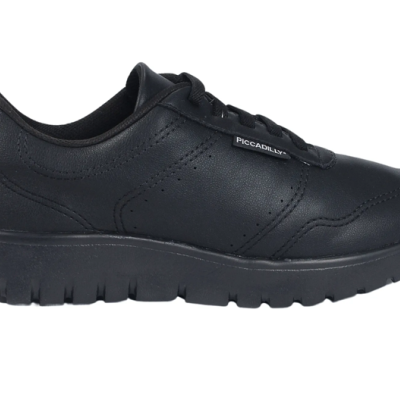 Sapatilha preta de couro com etiqueta PICCADILLY