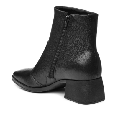 Bota preta de salto médio em bloco com fecho de correr lateral