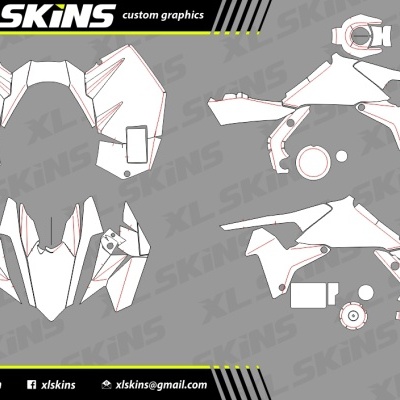 Peças gráficas personalizadas XL Skins para motocicleta em branco com linhas vermelhas