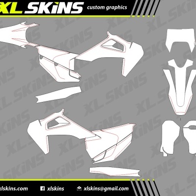 Adesivos personalizados brancos XXL SKINS com detalhes vermelhos para peças de veículos