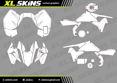 Peças gráficas personalizadas XL Skins para motocicleta em branco com linhas vermelhas