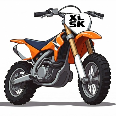 Motocross infantil laranja, preto e branco com placa XL SK