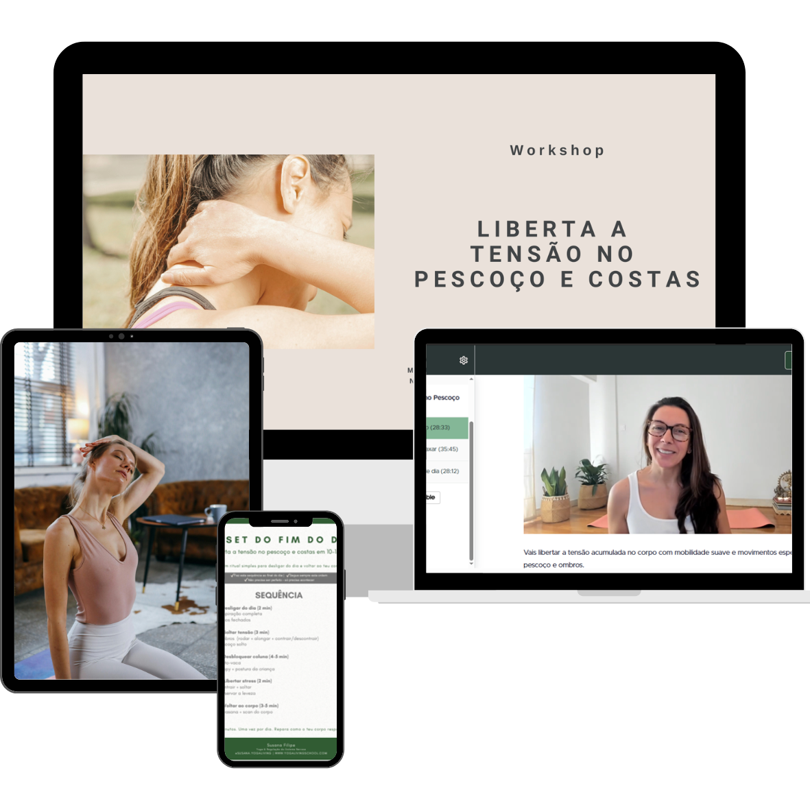 Liberta a Tensão no Pescoço e Costas Dispositivos digitais com workshop de yoga libertar tensão no pescoço e costas