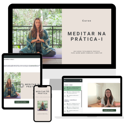 Interfaces de curso de meditação online em vários dispositivos