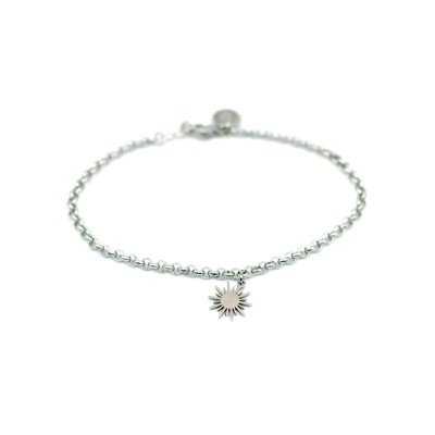 Pulseira prateada com pendente de sol