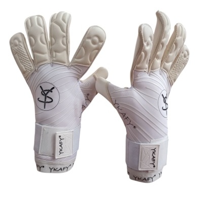 Luvas de guarda-redes brancas com proteção acolchoada e fecho ajustável YKAFY®.