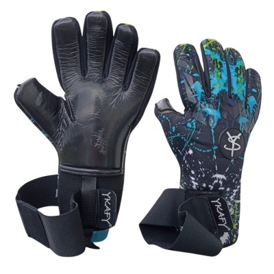 Luvas de guarda-redes com tiras ajustáveis e padrão colorido na parte de trás