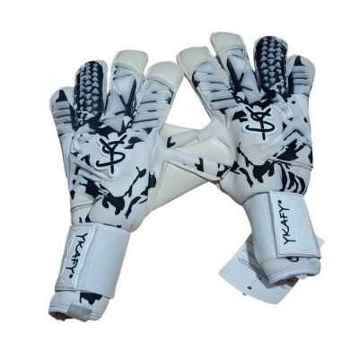 Luvas de guarda-redes brancas com estampado preto e fecho YKAFY