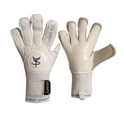 Par de luvas desportivas brancas com punho ajustável e logotipo preto