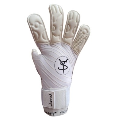 Luvas de guarda-redes de futebol brancas com detalhes acolchoados e fecho de velcro