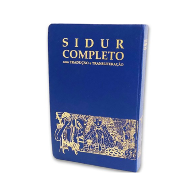 Livro azul de capa dura com título SIDUR COMPLETO e desenhos dourados