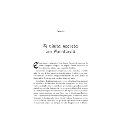 Página de livro com texto em português do Capítulo I 'A visita secreta em Amsterdã'