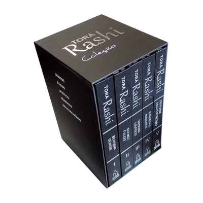 Conjunto de 5 livros Tora Rashi Colosso em caixa preta