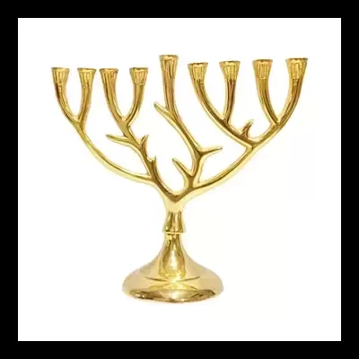 Castiçal dourado com 7 braços em metal com design de galhos