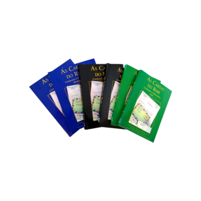 Sete guias de mapas coloridos com título As Cartas do Rese