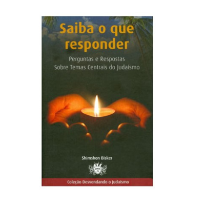 Capa de livro Saiba o que responder com mãos segurando uma vela acesa
