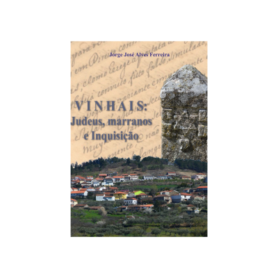 Capa de livro com título, monumento de pedra e vila