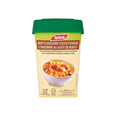 Caixa de pó para caldo de carne de vaca Telma com tampa verde
