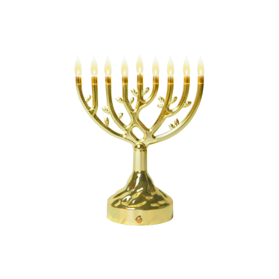 Candelabro menorá dourado com velas