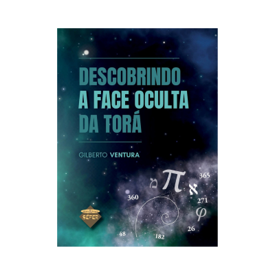 Capa de livro 'Descoobrindo a face oculta da Torá' com fundo azul esverdeado e símbolos matemáticos