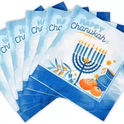 Guardanapos de papel com estampa temática de Chanukah