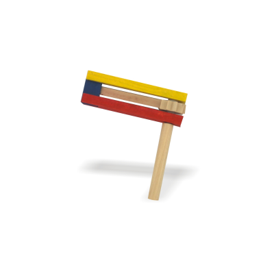 Instrumento musical de madeira colorido com pega natural