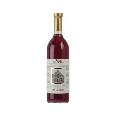 Garrafa de vinho tinto Roshi Light Red Concord com rótulo branco e tampa dourada