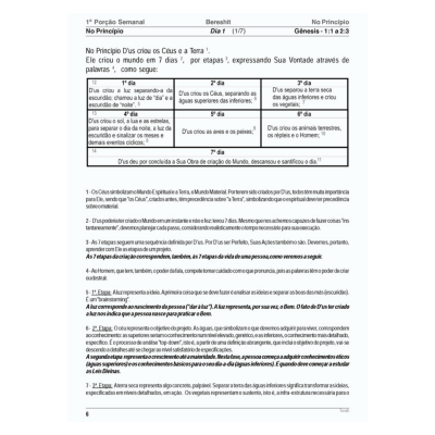 Página de livro com texto em português sobre a criação no livro de Gênesis