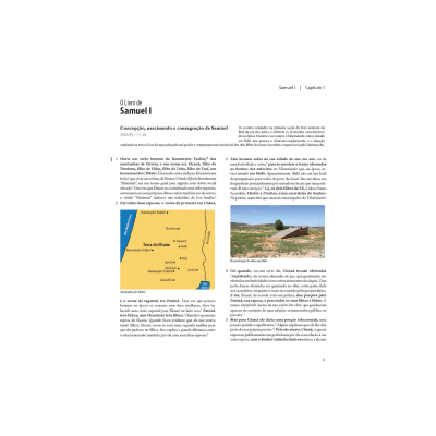 Página de livro com texto, mapa do Negev e fotografia de deserto