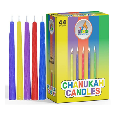 Caixa de velas coloridas para Chanukah com 44 unidades