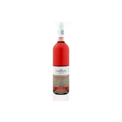 Garrafa de vinho rosé Les Floreales com rótulo branco e bege