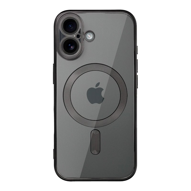 Capa COOL para iPhone 17 Magnética Margem Preto Telemóvel Apple iPhone com capa transparente cinzenta e duas câmaras