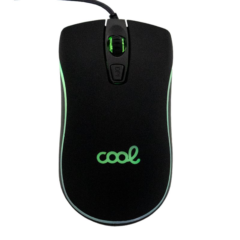 Cool | Mouse para jogos USB (iluminação) COOL Kansas Preto rato de computador preto com iluminação verde e botão DPI