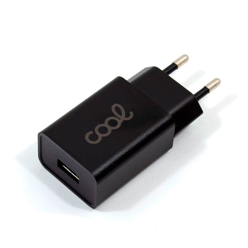 Cool | Carregador de rede universal 1 x USB COOL 2.1 Amps Preto Carregador de parede preto com ficha europeia e porta USB