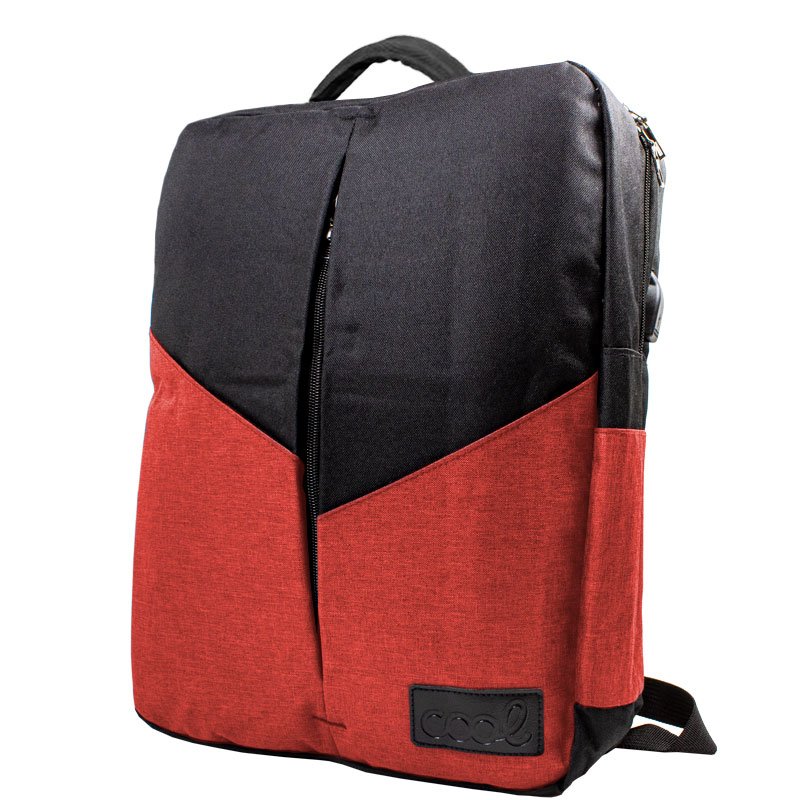 Cool | Mochila para PC 15-16 polegadas COOL Portland Preto/Vermelho Mochila preta e vermelha com fecho ziper e etiqueta preta