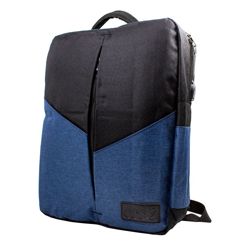 Cool | Mochila para PC 15-16 polegadas COOL Portland Preto/Azul Mochila bicolor preta e azul com fecho vertical e alça de transporte.