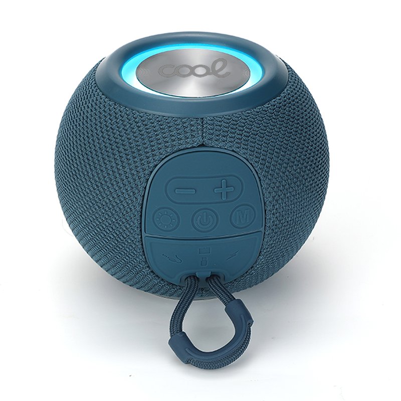 Cool | Coluna Universal Music Bluetooth 6W COOL Azul Coluna portátil esférica azul escura com botões e luz LED azul