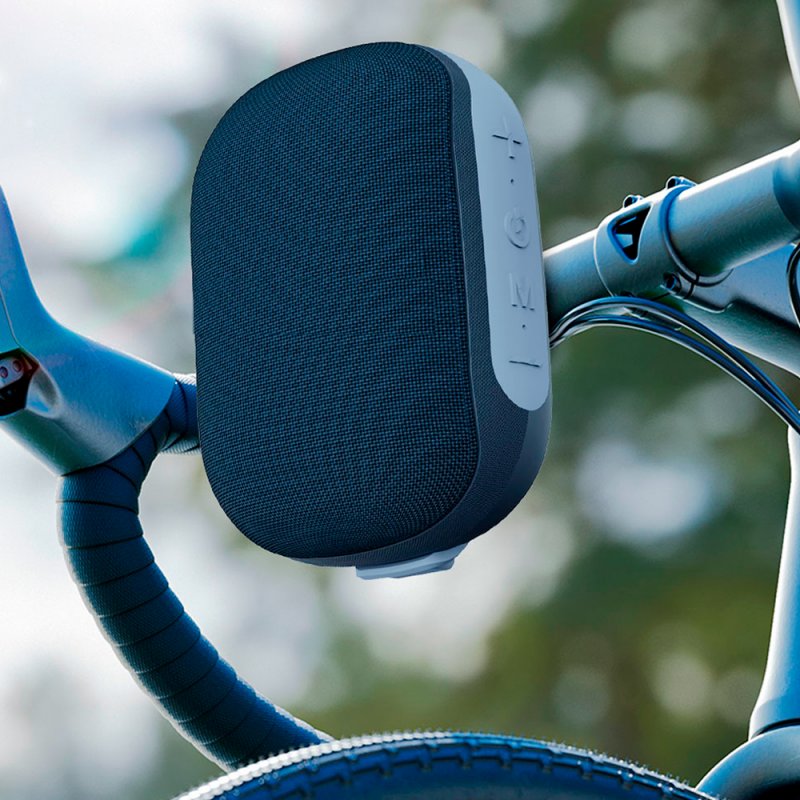 Alto-falante Universal para Música Bluetooth COOL 10W (Guidão) TWS Comb Azul Coluna portátil preta em tecido fixada ao guiador de bicicleta azul